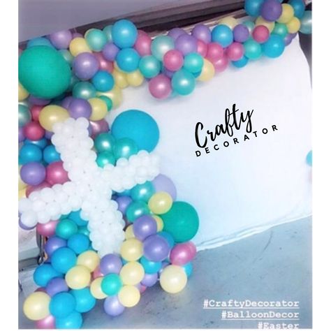 Easter Balloon Arch Church, Easter Balloon Arch, Balloon Projects, Easter Balloon Decor, Crafty Decorator, Easter Balloons, Playgroup Ideas, Balloons Decor, Easter 2024