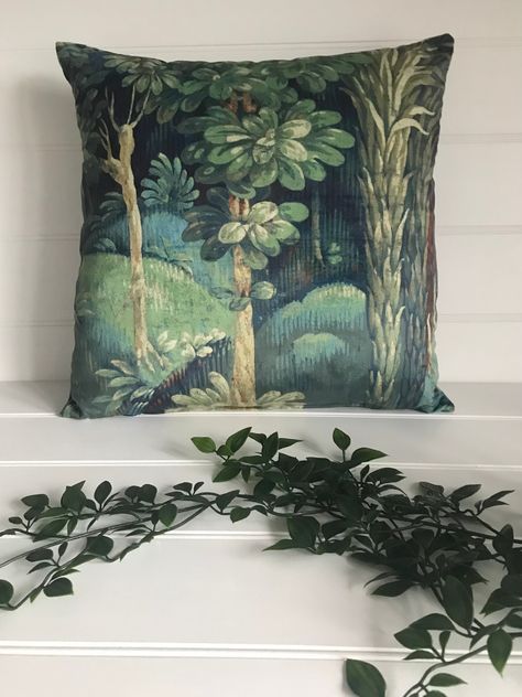 Teal Cushion, Green Sofa Living, Cushion Living Room, Forbidden Forest, Dog Walker Gift, Teal Cushions, Emerald Green Velvet, Teal Velvet, Forest Print