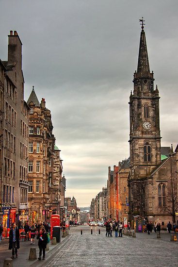 Early Evening Along the Royal Mile by Christine Smith Edinburgh Architecture, Scotland Poster, Scotland Aesthetic, Royal Mile Edinburgh, William Scott, Board Collage, Dutch Architecture, Edinburgh University, Scotland Forever