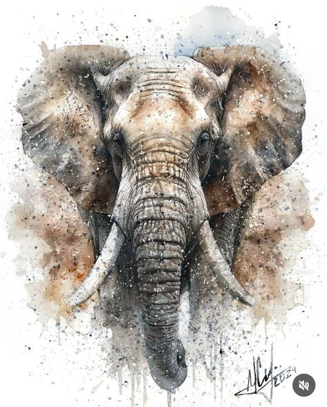 Elephant Art Drawing, Elephant Painting Canvas, Christmas Cartoon Characters, Watercolor Paintings Of Animals, Pencil Drawings For Beginners, Elephants Photos, Elephant Drawing, African Art Paintings, Watercolor Elephant