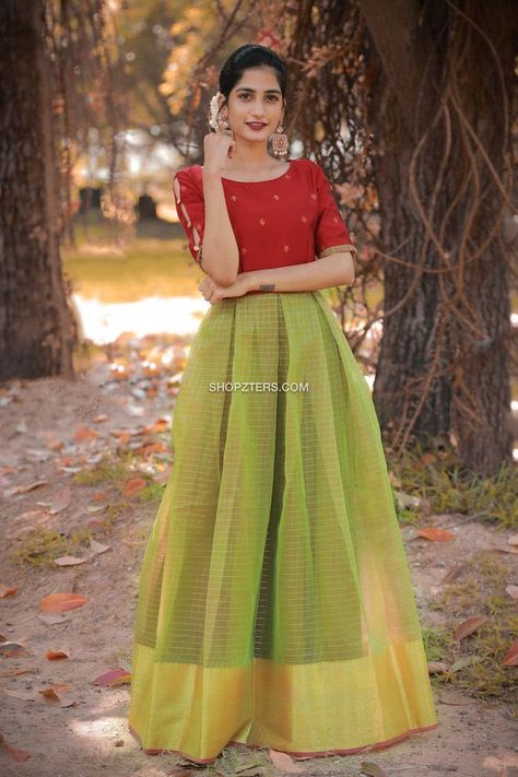 8 Stunning Dresses With Contrasting Yoke Patterns! Green Frocks For Women, Lehanga Cholis, Long Skirt Top Designs, Onam Outfits, Frock Models, Long Skirt And Top, The Secret Label, Lehenga Saree Design, Long Frock Designs