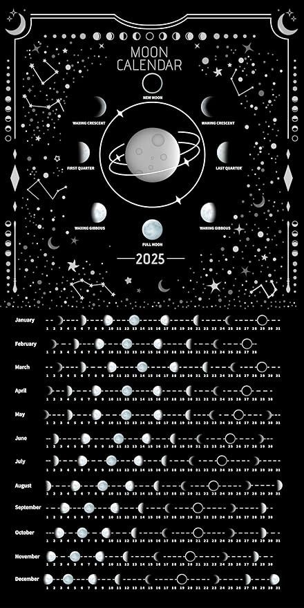 Amazon.com: Moon Calendar 2025 Lunar Phases, Hangable MoonLight Wall Poster, Full Moon Tracker Wall Art, Moon Lover Gifts, Astrology Decorations, and Celestial Calendar, Black : Office Products 2025 Lunar Calendar, Astrology Decorations, Moon Tracker, Celestial Calendar, Cosmic Calendar, Astrology Poster, Body Wisdom, Moon Phase Calendar, Witchy Tips