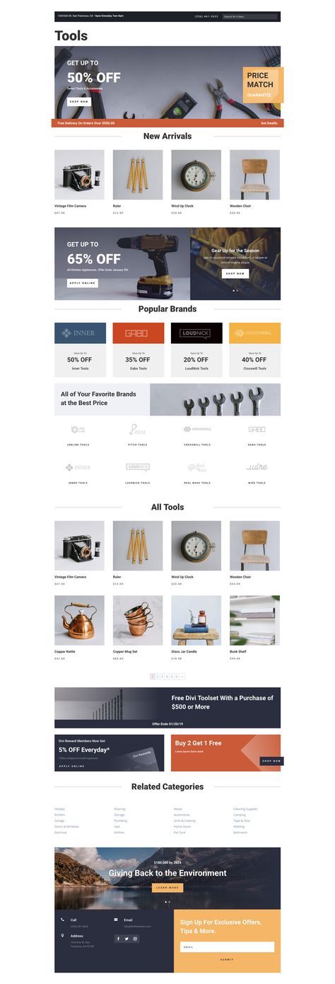 Hardware Store Layout, January 5th, Store Layout, Hardware Shop, Shop Layout, Elegant Themes, Squarespace Website, Website Layout, Popular Brands