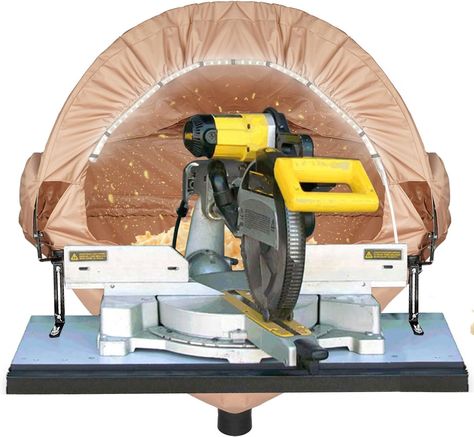 GARVIN Miter Saw Dust Collection Hood with Light, Dust Solution for Table Miter Saw, Chop Saw Hood Dust Collector Attachment, Accessory Holes, with Storage Bag, Fits All Miter Saws Khaki Wood Work Shop, Miter Saw Dust Collection, Mitre Saw Dust Collection, Saw Dust, Miter Saws, Chop Saw, Miter Saw Accessories, Best Woodworking Tools, Shop Vacuum