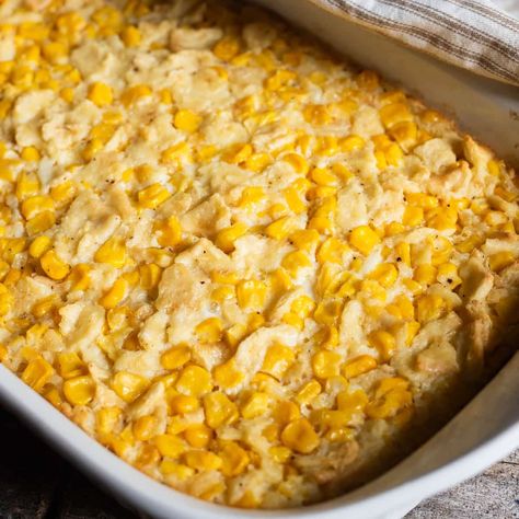 Scalloped Corn Casserole | Tastes of Lizzy T Scalloped Corn Casserole, Scalloped Corn, Corn Recipes Side Dishes, Corn Side Dish, Easy Vegetable Side Dishes, Old Cookbooks, Corn Casserole Recipe, Corn Dishes, Baked Corn