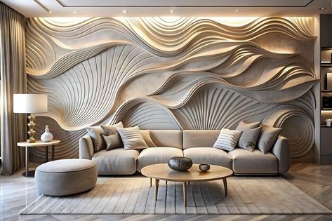 Pro_space | Freepik Delhi Apartment, Wall Penal, Modern Gray Sofa, Wall Cladding Interior, Black Bedrooms, Lobby Wall, Dining Interior, Wall Decoration Ideas, Sculpture Modern