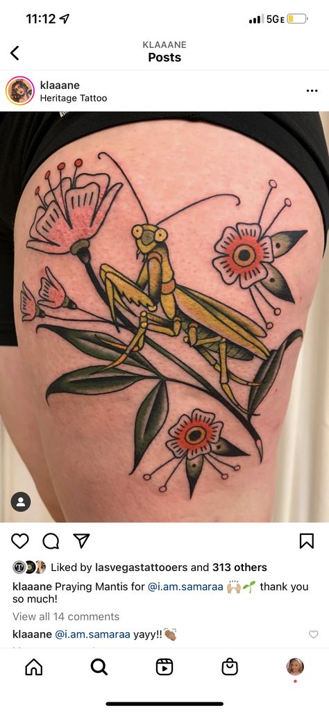 Preying Mantis Traditional Tattoo, Praying Mantis Tattoo Traditional, Praying Mantis Tattoo, Mantis Tattoo, Insect Tattoo, Tattoos Henna, Tattoo Traditional, Praying Mantis, Matching Tattoos