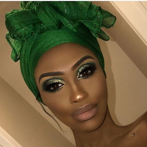 Green 💚💚💚 😍😍🔥🔥 MU Emerald Green And Gold Makeup Looks, Emerald Green Eye Makeup Black Women, Green And Gold Makeup Looks Black Women, Green Eyeshadow Looks For Black Women, Green Makeup Looks Black Women, Emerald Green Eye Makeup, Emerald Green Makeup Looks, Emerald Green Eyeshadow, Emerald Green Makeup