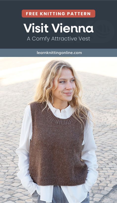 Knitting Patterns For Vests For Women, Knit Pullover Vest Pattern, Free Knit Vest Pattern Women, Knitting Patterns Vest Women, Tabard Knitting Pattern, Sleeveless Knitted Vest Free Pattern, Ladies Knitted Waistcoat Free Pattern, Knitting Patterns Free Vest, One Piece Knit Sweater Free Pattern