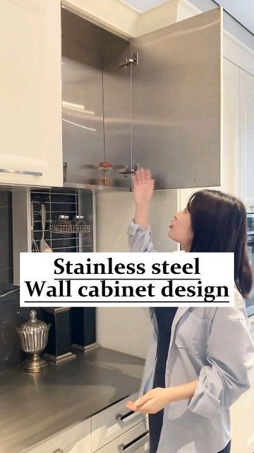 Charlotte Necklace, Stainless Steel Kitchen Cabinets, Steel Kitchen Cabinets, China Kitchen, Instagram Wall, Kitchen Organizers, Accessory Dwelling Unit, Kitchen Redesign, Stainless Steel Wall