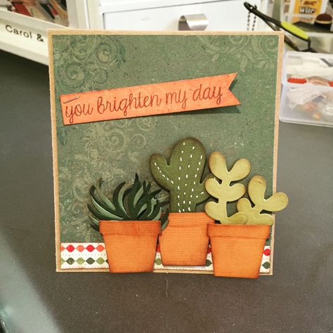 Spellbinder succulent garden dies Succulent Cards Handmade, Succulent Card, Succulent Cards, Cactus Cards, Plant Cards, Cactus Stamp, Cacti Plants, Plants Pots, Spellbinders Cards