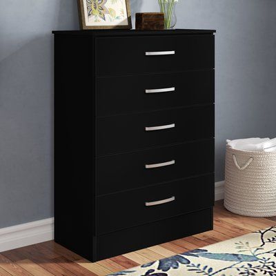 Andover Mills Chester 5 Drawer Chest Color: Black 9 Drawer Dresser, Chest Dresser, Wayfair Furniture, 5 Drawer Chest, Space Organizer, Dressers And Chests, Large Drawers, Room Accessories, Drawer Chest