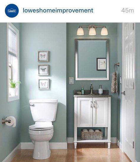 Sherwin Williams Worn Turquoise | My ... Bathroom Paint Colors Sherwin Williams, Small Bathroom Paint Colors, Rustic Powder Room, Bathroom Wall Colors, Best Bathroom Colors, Small Bathroom Paint, Small Bathroom Colors, Small Bathroom Diy, Bathroom Paint