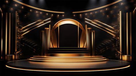 Oscar Stage Design, Luxury Stage Design, Showcase Background, Wall Design Outdoor, Zepeto House Background, Event Background, Modern Home Exterior, 3d Podium, House Front Wall Design