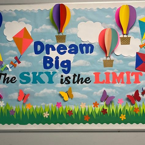 Teachers School Bulletin Board / Back to School /the Sky is - Etsy Soft Board Decoration, Summer Bulletin Boards, Spring Bulletin, Classroom Welcome, School Board Decoration, Spring Bulletin Boards, Preschool Bulletin, Preschool Bulletin Boards, Back To School Bulletin Boards