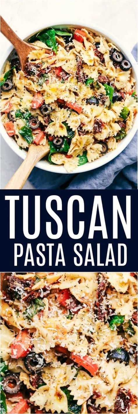 Tuscan Pasta Salad, Salad With Sun Dried Tomatoes, Tuscan Pasta, Resep Pasta, Resep Salad, Easy Pasta Salad, Salad Recipes For Dinner, Salad Pasta, Pasta Salads