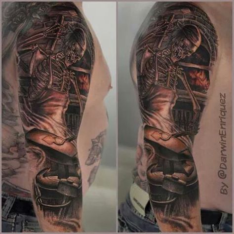 SKELETON BLACKSMITH Blacksmith Tattoo, Tattoo Forearm, 3d Tattoos, Tattoo Art Drawings, Great Tattoos, Forearm Tattoos, Beautiful Tattoos, Blacksmithing, Tattoos And Piercings