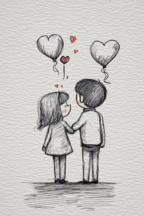 Cute Cartoon Drawings Couples, Cute Love Couple Cartoon Drawings, Painting Idea For Couples, Cute Love Cartoons Drawings, One Side Love Drawing, Couples Holding Hands Drawing, Love Drawing Couple Simple, Love Cartoon Drawings, Drawing Of Couples In Love