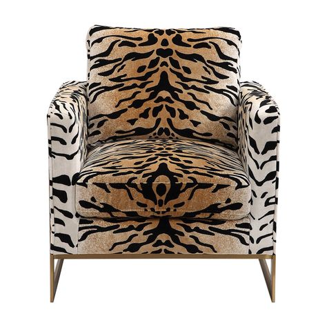 Hollyn Accent Chair | Revelation by Uttermost Animal Print Furniture, Animal Print Rooms, Living Room Decor Inspiration, Printed Chair, Box Cushion, Dining Room Bar, Dream Decor, Tiger Print, Chairs For Sale