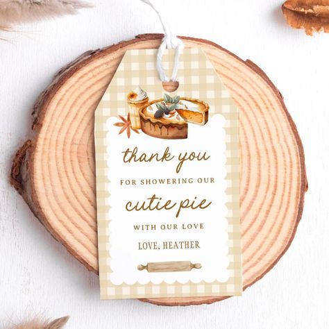 Pumpkin Little Cutie Pie Is On The Way Baby Shower Gift Tags | Zazzle Pie Party, Baby Shower Favor, Cutie Pie, Baby Shower Favors, Favor Tags, Baby Shower Gift, Craft Party, Baby Shower Gifts, Gift Tags