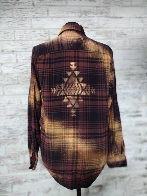 Bleached Plaid Shirt, Diy Distressed Flannel Shirt, Bleaching Flannels Diy, Distressed Flannel Shirts, Bleach Flannel Shirt Diy, Bleached Flannel Shirts With Designs, Distressing Shirts, Bleach Flannel, Diy Clothes Bleach