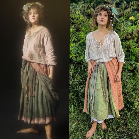 Cosplay Side by Side of Nori Brandyfoot 🌰🍂 I’m just so excited for this show and so excited for @dragoncon !!! I already have some things… | Instagram Hobbit Aesthetic Clothes, Hobbit Fashion, Hobbit Cosplay, Hobbit Costume, Hobbit Party, Fair Outfit, Forest Fashion, Fair Outfits, Larp Costume