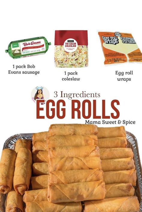 3 Ingredient Egg Rolls, Mama Sweet And Spice, Easy Egg Roll Recipe, Japanese Ginger Dressing, Chinese Egg Rolls, Egg Roll Recipe, Egg Roll Wraps, Egg Roll Filling, Egg Rolls Recipe