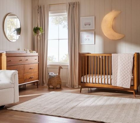 Dreamy Patio, Pottery Barn Nursery, Gender Neutral Nursery Inspiration, Century Bed, Nursery Inspiration Neutral, Mid Century Modern Nursery, Mid Century Nursery, Nursery Idea, Idea Bedroom