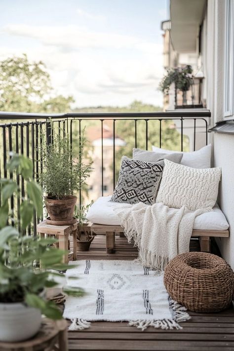 Keep your balcony sleek and modern with Scandinavian-inspired decor. Opt for clean lines, minimalist furniture, and a neutral color palette. Add touches of greenery and soft textiles to make the space comfortable without overwhelming it. The result is a calm, inviting balcony with a modern edge. 🛋🌱 Scandinavian Balcony, House Balcony Design, Neutral Color Palette, Home Balcony, Minimalist Furniture, Balcony Design, Scandinavian Inspired, Soft Textiles, Neutral Colour Palette