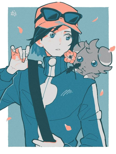 Calem Pokemon, Pokemon Kalos, Pokemon Adventures Manga, Pokemon Blue, Pokemon People, Pokemon Oc, Boy Illustration, Pokemon Special, Pokemon Comics