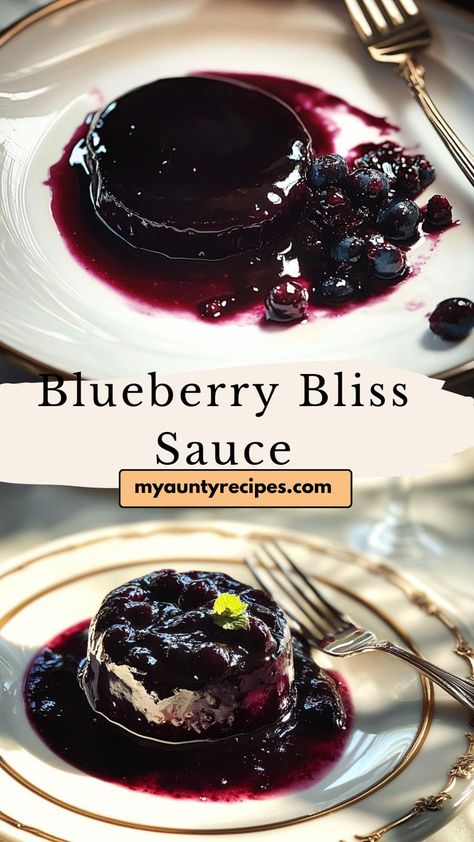 Made with real blueberries, this Blueberry Bliss Sauce adds a sweet, tart flavor that’s perfect for drizzling over breakfast or dessert. Easy to make and bursting with berry goodness! Blueberry Puree Desserts, Blueberry Preserves Desserts, Blueberry Reduction Sauce, Blueberry Glaze Topping, Blue Berries Recipes, Blueberry Whipped Cream, Blueberry Reduction, Blueberry Puree, Blueberry Filling