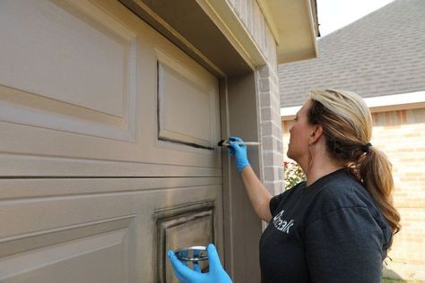 Faux Wood Garage Door Diy, Old Masters Gel Stain, Faux Wood Garage Door, Decor Makeover, Wood Garage, Garage Diy, Garage Door Types, Garage Update, Door Paint