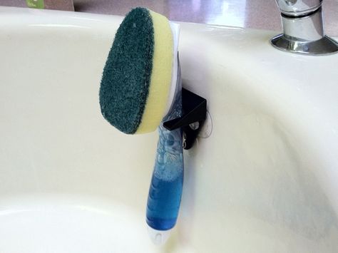 Dish washing sponge holder Dish Wand Holder, Wand Holder, Dish Washing, Cleaners Homemade, Sponge Holder, Household Cleaners, New Version, Organization Hacks, Scotch