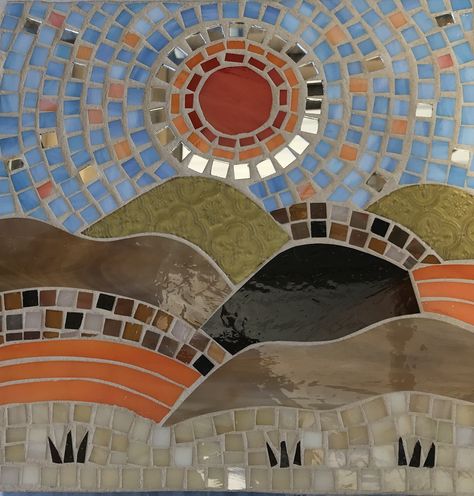 Mosaic desert scene Desert Mosaic Ideas, Desert Mosaic, Desert Scene, Mosaic Madness, Reference Art, Mosaic Ideas, Mosaic Artwork, Glass Mosaic, Mosaic Art