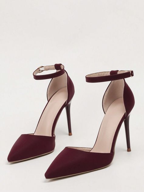 Dark Red Heels Prom, Elegant Shoes Heels Classy, Heels 2024, Heels Classy Elegant, Wine Heels, Elegant Shoes Heels, Pencil Heels, Formal Heels, Burgundy Heels