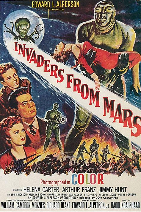 Invaders From Mars, Classic Sci Fi Movies, Theater Posters, Science Fiction Movie Posters, Old Movie Poster, Horror Vintage, Old Movie, Science Fiction Movies, Classic Sci Fi