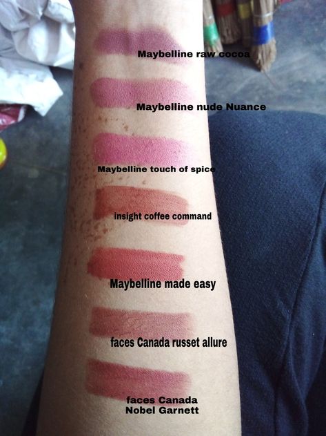 Dusty Mauve Lipstick, Warm Undertone Lipstick Shades, Pink Nude Lipstick For Brown Skin, Insight Lipstick Shades, Dusky Skin Lipstick Shades, Nude Lipstick Shades For Brown Skin, Maybelline Nude Nuance, Pink Brown Lipstick, Maybelline Touch Of Spice