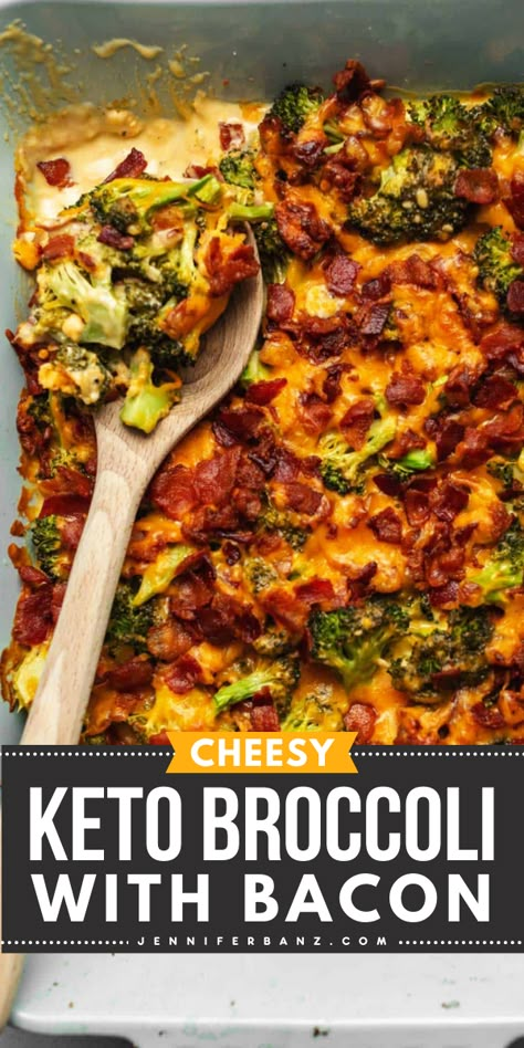 This best keto cheesy broccoli casserole is the perfect easy Easter side dish! What's better than a vegetable smothered in a cheese sauce and covered in bacon? Try this easy casserole recipe that's gluten-free! Keto Side Salad, Keto Loaded Broccoli, Keto Veggie Sides, Broccoli With Bacon, Easy Keto Side Dishes, Bacon And Broccoli, Easy Low Carb Dinner Recipes, Easy Meals To Cook, Easy Casserole Recipe