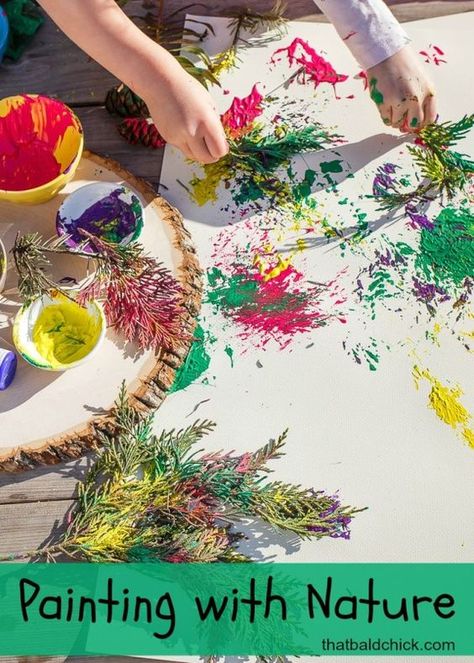 Painting With Nature, Forest School Activities, Nature School, Outdoor Learning, Nature Play, Toddler Art, Forest School, Nature Activities, Reggio Emilia