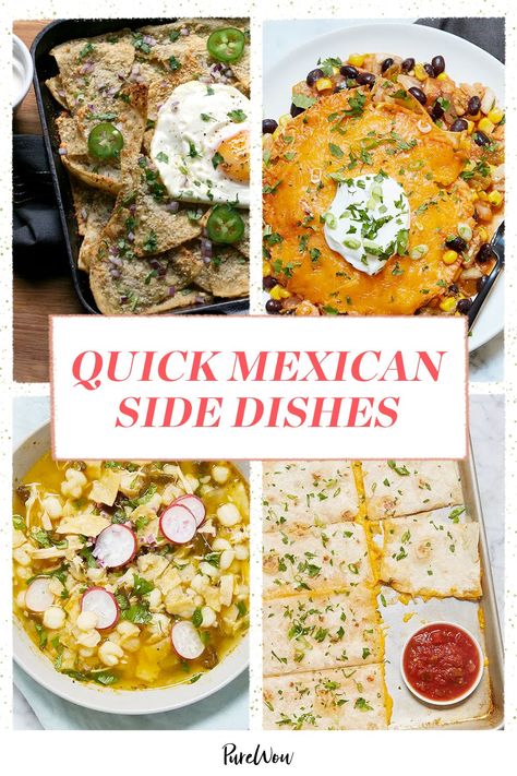 We love tacos and burritos, but there's a special place in our heart for sides. Presenting 35 Mexican side dishes to make for your next fiesta. #MexicanFood #MexicanDishes #sidedishes Mexican Sides Easy, Mexican Potluck Dishes, Easy Mexican Side Dishes, Sides For Tacos, Mexican Potluck, Mexican Vegetables, Taco Side Dishes, Mexican Favorites, Mexican Side