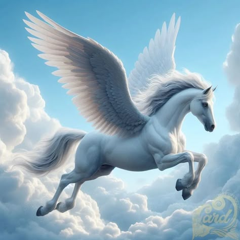 https://card9.com/ai/white-horse-has-wings Fantasy Pegasus, Angel Horse, Horse With Wings, Logo Gallery Art, Angels Bible, Greek Monsters, Pegasus Art, Horse Images, Birds Photography Nature