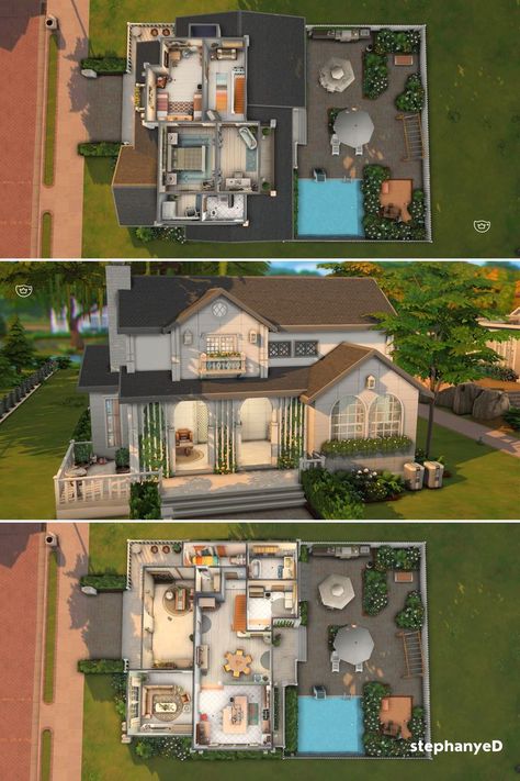 Sims House Ideas Layout, Sims 3 Houses Plans, Sims 3 Houses Ideas, Sims 4 Family House, Sims 4 Houses Layout, Lotes The Sims 4, Sims Freeplay Houses, Sims 4 Family, Sims 4 Bedroom