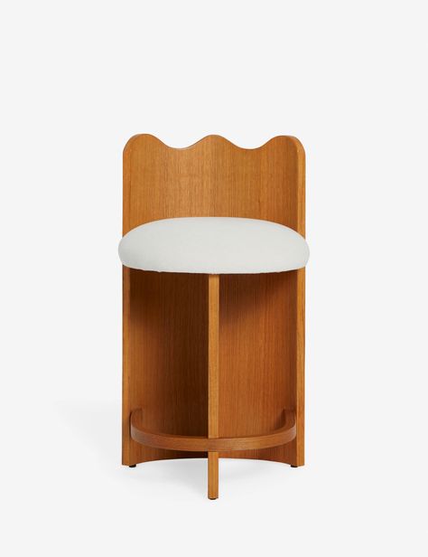 Ripple Counter Stool by Sarah Sherman Samuel Burled Wood Furniture, Sarah Sherman, Sarah Sherman Samuel, Kursi Bar, Outdoor Dinnerware, Cordless Table Lamps, Bright Living Room, Honey Oak, Wavy Lines