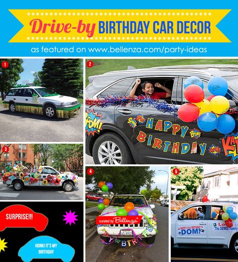 Creative Drive-by Birthday Parade Decorations for Your Car to Lawn: It's a Surprise! - Unique Party Ideas from The Party Suite at Bellenza Decorated Car For Birthday, Parade Decorations, Birthday Tune, Parade Float Supplies, Unique Party Ideas, 8th Grade Graduation, Happy 21st Birthday, Cars Birthday Parties, Valentine Photography