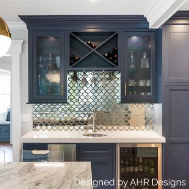 Mirror Tiles for Walls & Backsplash | TileBar.com Basement Bars, Kitchen Wet Bar, Waterjet Mosaic Tile, Whiskey Lounge, Basement Redo, Home Wet Bar, Mosaic Tile Mirror, Mirror Tile, Gray Quartz