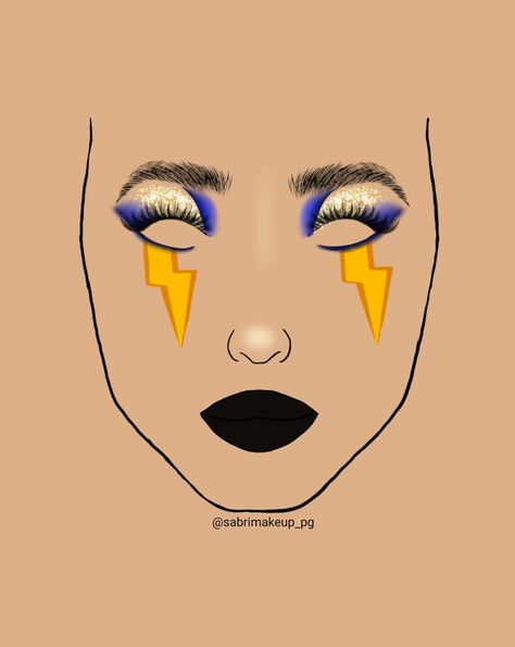 Lightning Bolt Face Paint, Lightning Bolt Makeup, Face Charts, Makeup Order, Makeup Face Charts, Face Chart, Makeup Face, Artistry Makeup, Lightning Bolt