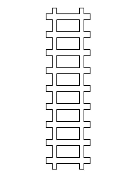 Train track pattern. Use the printable outline for crafts, creating stencils, scrapbooking, and more. Free PDF template to download and print at http://patternuniverse.com/download/train-track-pattern/ Train Crafts, Coloring Crafts, Train Template, Thomas The Train Birthday Party, Polar Express Party, Thomas The Train Party, Train Theme, Trains Birthday Party, Transportation Theme