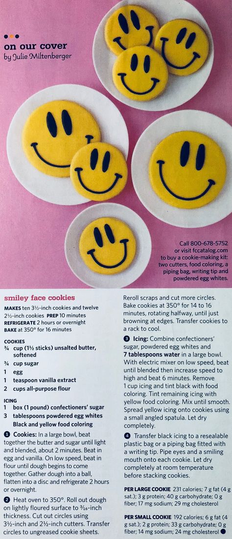 Smiley Face Cookies Diy Smiley Face Cookies, Smiley Face Cookies Recipe, Smiley Face Treats, Smiley Face Favors, Smiley Face Craft, Happy Face Cupcakes, Smiley Face Desserts, Smiley Face Food Ideas, Smiley Face Cookie Cake