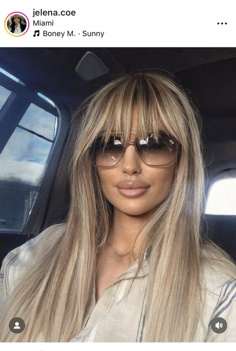 Hair Styles With A Fringe, Highlights For Bangs, Pam Anderson Bangs Haircut, Blonde Hair Color Ideas With Bangs, Ash Blonde Hair With Bangs, Blondes With Bangs, Long Bob Hairstyles With Fringe, Dark Blonde Hair With Bangs, Blonde Fringe Dark Hair