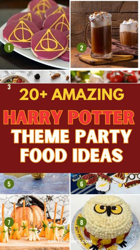 20 Harry Potter Recipes - Dive into the world of wizards and witches with these magical Harry Potter Theme Treats.harry potter party food, harry potter food ideas, harry potter themed snacks Harry Potter Themed Food Snacks, Chamber Of Secrets Party, Movie Food Ideas, Harry Potter Themed Snacks, Harry Potter Themed Food, Harry Potter Feast, Harry Potter Food Ideas, Harry Potter Recipes, Harry Potter Dinner